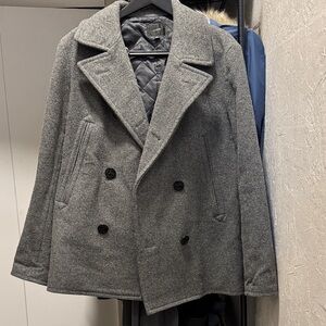 J. Crew Dock Charcoal Double-Breasted Peacoat w Prima Loft. Med- Rare Color!